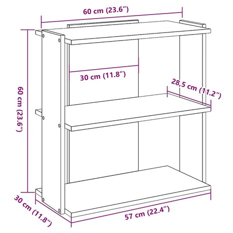 Boekenkast 3-laags 60x30x60 cm bewerkt hout wit 9