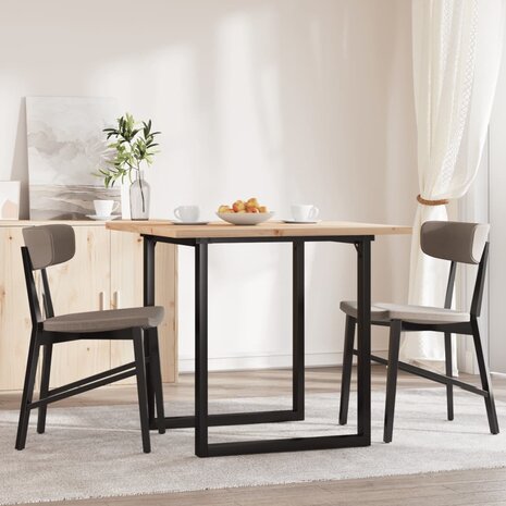 Eettafel O-frame 90x90x75,5 cm massief grenenhout en gietijzer 3