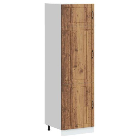 Keukenkast Lucca bewerkt hout oud houtkleurig 1