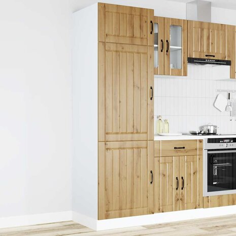 Keukenkast Lucca bewerkt hout artisanaal eikenkleur 2