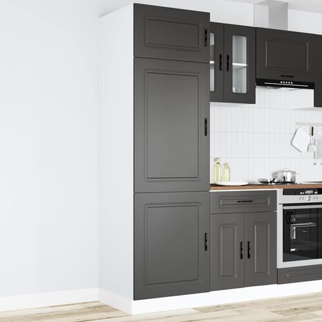 Keukenkast Porto bewerkt hout zwart 1