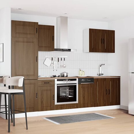 7-delige Keukenkastenset Kalmar bewerkt hout bruin eikenkleur 3