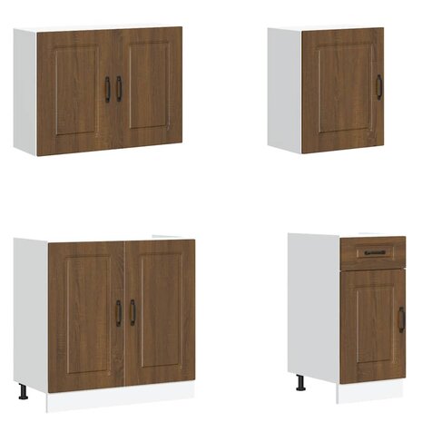 7-delige Keukenkastenset Kalmar bewerkt hout bruin eikenkleur 4