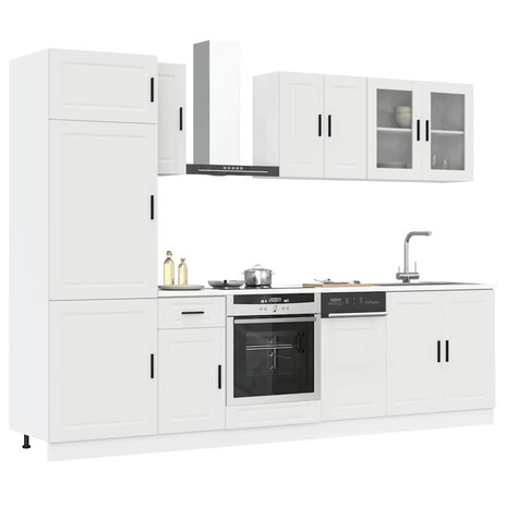 8-delige Keukenkastenset Kalmar bewerkt hout wit 1