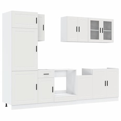 8-delige Keukenkastenset Kalmar bewerkt hout wit 2