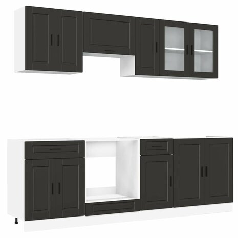 8-delige Keukenkastenset Kalmar bewerkt hout zwart 2