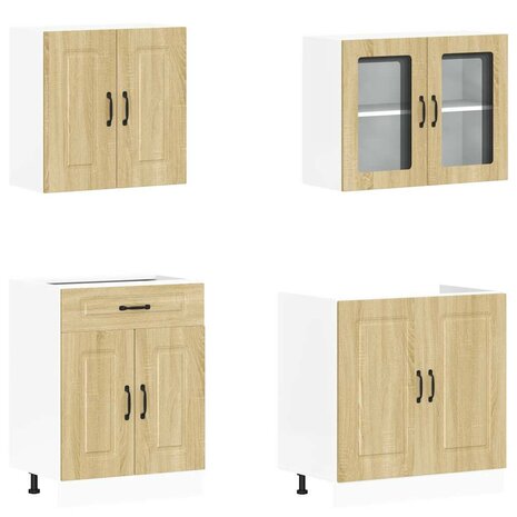 4-delige Keukenkastenset Kalmar bewerkt hout sonoma eikenkleur 4