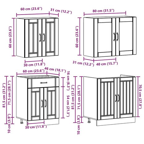 4-delige Keukenkastenset Kalmar bewerkt hout wit 8