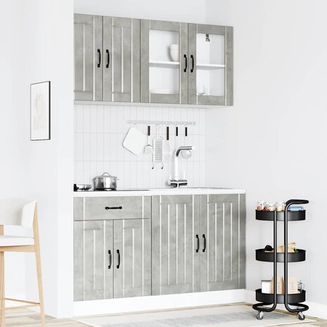 4-delige Keukenkastenset Kalmar bewerkt hout betongrijs 3