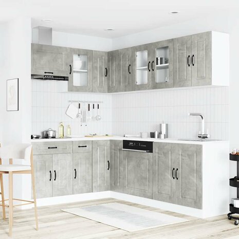 11-delige Keukenkastenset Kalmar bewerkt hout betongrijs 3