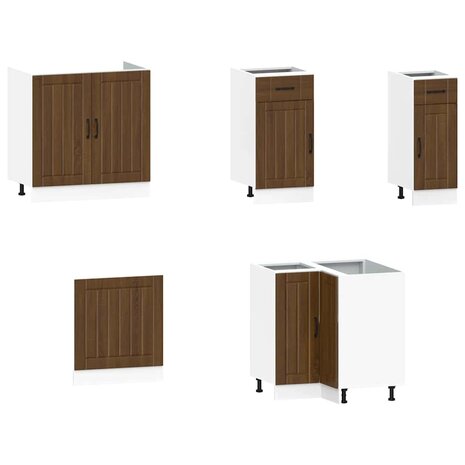 11-delige Keukenkastenset Kalmar bewerkt hout bruin eikenkleur 4