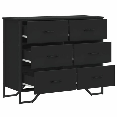Ladekast 91x35,5x74,5 cm bewerkt hout zwart 7
