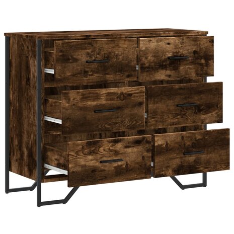 Ladekast 91x35,5x74,5 cm bewerkt hout gerookt eikenkleurig 7