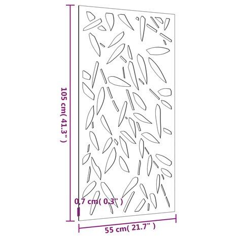 Wanddecoratie tuin bamboebladontwerp 105x55 cm cortenstaal 8