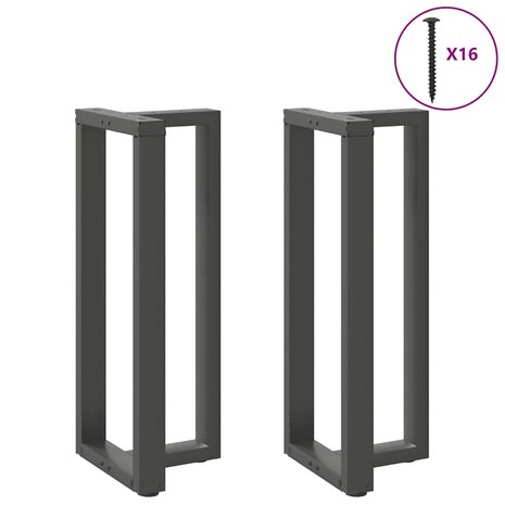Bartafelpoten 2 st T-vormig 50x35x(100-101) cm staal antraciet 3