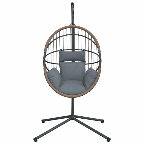 Hangstoel met standaard rattan en staal lichtgrijs 4
