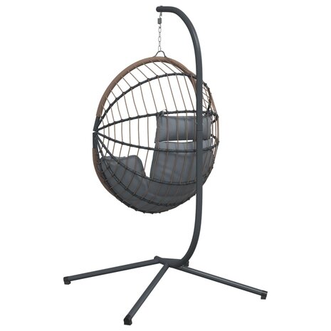 Hangstoel met standaard rattan en staal lichtgrijs 6