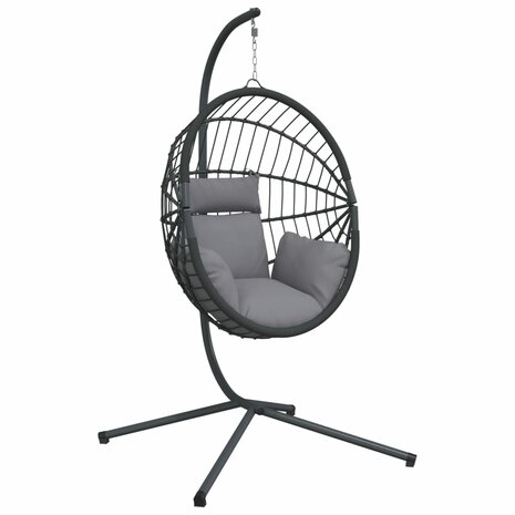 Hangstoel met standaard rattan en staal grijs 2