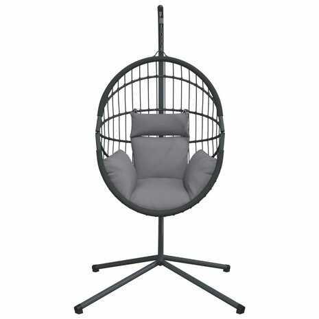 Hangstoel met standaard rattan en staal grijs 4