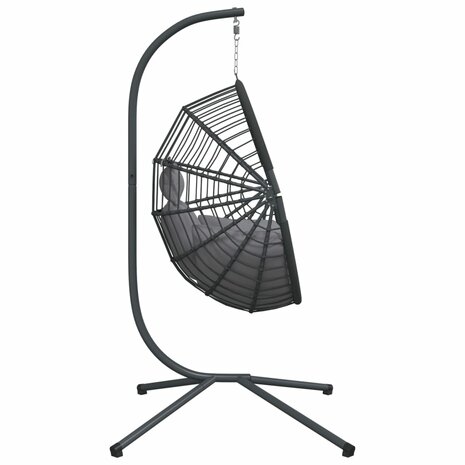 Hangstoel met standaard rattan en staal grijs 5