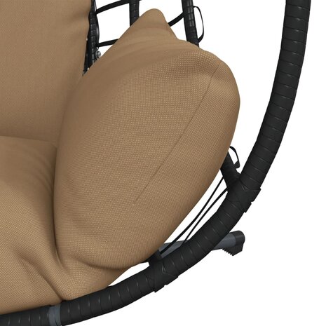 Hangstoel met standaard rattan en staal taupe 7