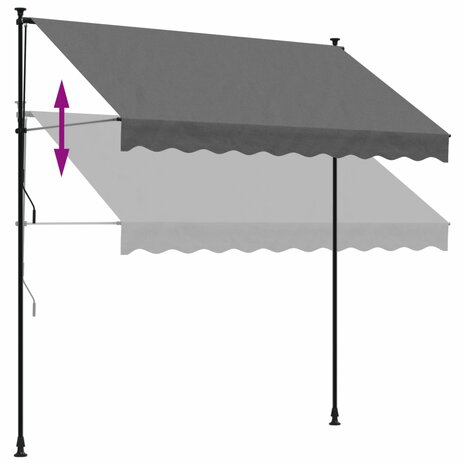 Luifel uittrekbaar 250x150 cm stof en staal antracietkleurig 7