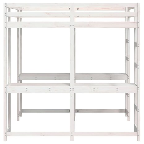 Hoogslaper met bureau en ladder grenenhout wit 140x200 cm 6