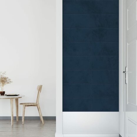 Wandpanelen 12 st 2,16 m² 60x30 cm fluweel blauw 4