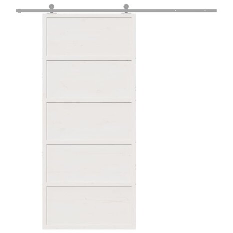 Schuifdeur 90x208 cm massief grenenhout wit 3