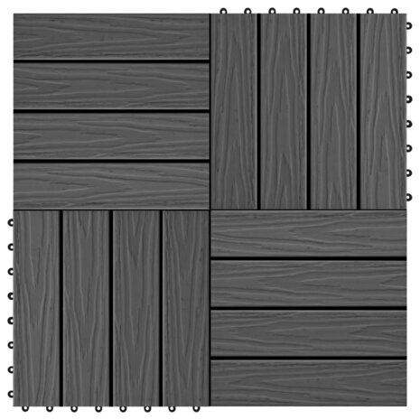 Terrastegels diep reliëf 30x30 cm 1 m² HKC zwart 11 st 1