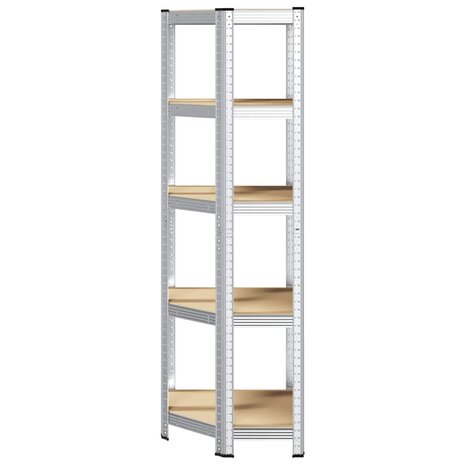Hoekrek 5-laags staal en bewerkt hout zilverkleurig 4