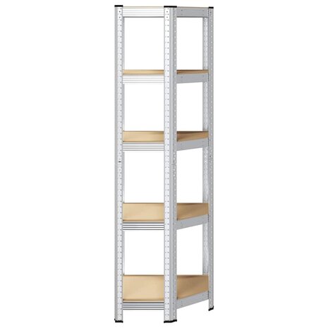 Hoekrek 5-laags staal en bewerkt hout zilverkleurig 5