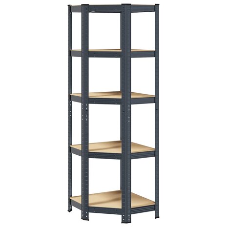 Hoekrek 5-laags staal en bewerkt hout antracietkleurig 2