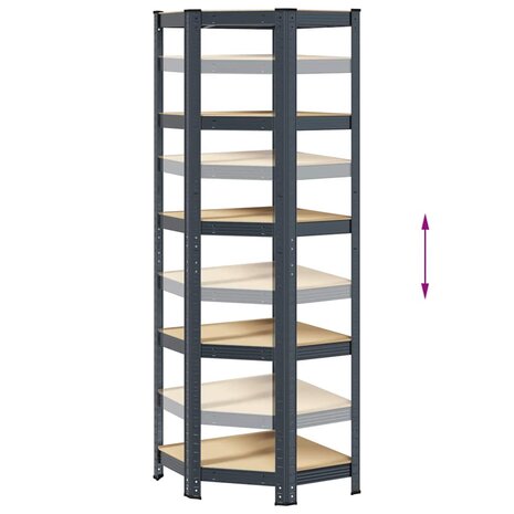 Hoekrek 5-laags staal en bewerkt hout antracietkleurig 8