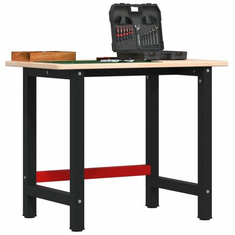 Werkbank rechthoekig 100x60x81,5 cm massief eikenhout 1