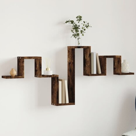 Wandschap 104,5x10x43 cm bewerkt hout gerookt eikenkleurig 1