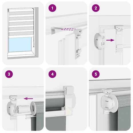 Zebra rolgordijn 45x230 cm stofbreedte 40,9 cm polyester wit 6