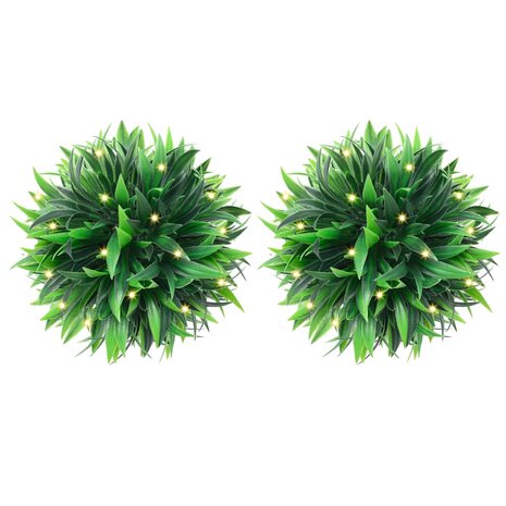 Kunstbuxusballen met LED-verlichting 2 st 20 cm groen 1