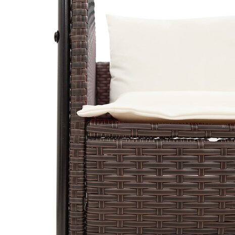 Ligbed tweepersoons met dak en gordijn poly rattan bruin 7