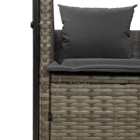 Ligbed tweepersoons met dak en gordijn poly rattan grijs 7