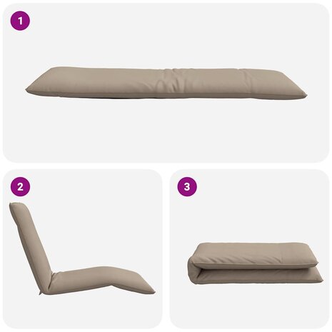 Ligstoel inklapbaar 175x54x8,5 cm oxford stof taupe 7