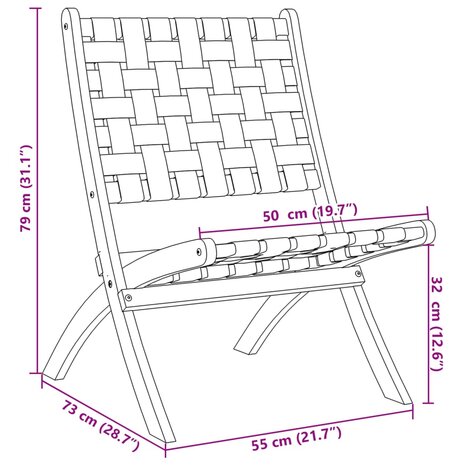 Tuinstoelen 2 st inklapbaar acaciahout en stof donkerblauw 9