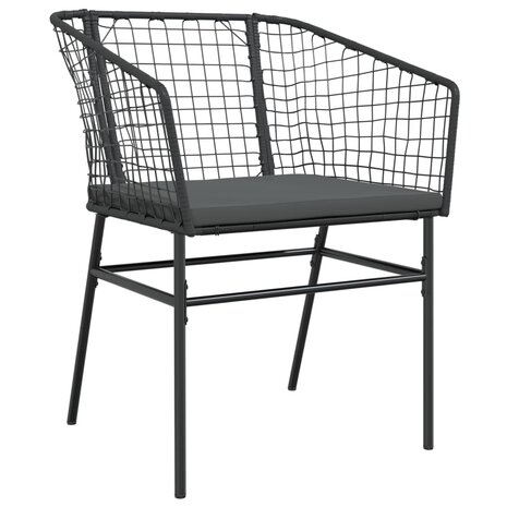 Tuinstoelen 2 st met kussens poly rattan zwart 4