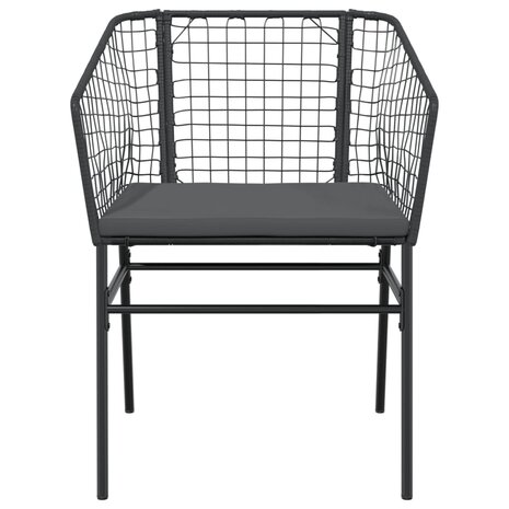Tuinstoelen 2 st met kussens poly rattan zwart 5