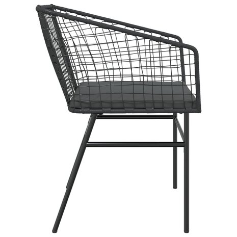 Tuinstoelen 2 st met kussens poly rattan zwart 6