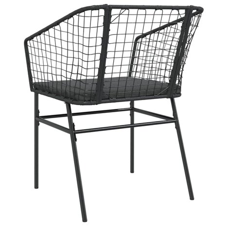 Tuinstoelen 2 st met kussens poly rattan zwart 7