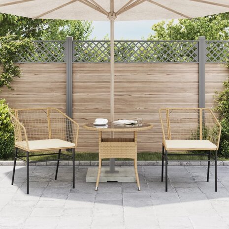 Tuinstoelen 2 st met kussens poly rattan bruin 3