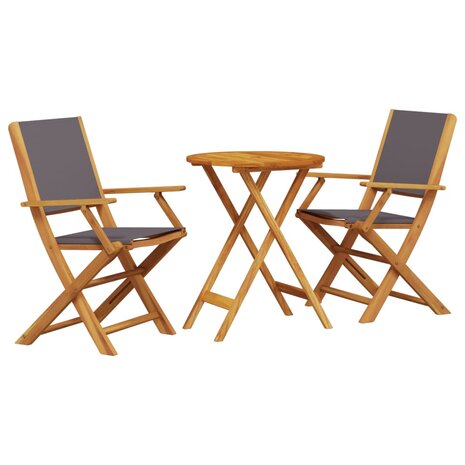 3-delige Bistroset stof en massief hout antracietkleurig 2