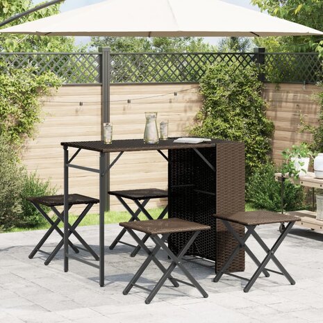 5-delige Tuinset inklapbaar poly rattan bruin  3