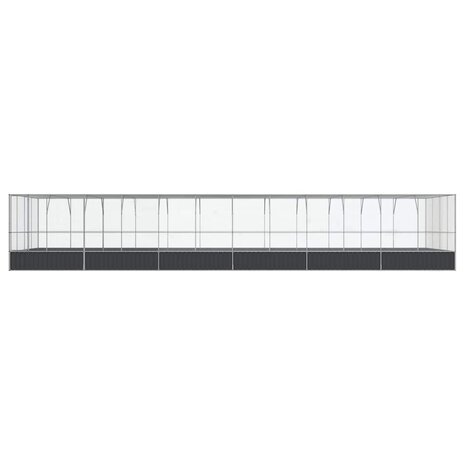 Volière met verlengstuk 1246x414x212 m staal zilverkleurig 3